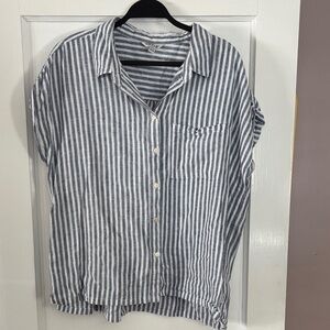 Orvis Blue and White Striped Shirt